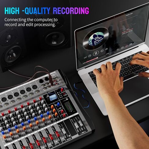 Professional DJ Audio Mixer - 8 Channel DJ Bluetooth Controller Sound Mixer w/DSP 16 Preset Effects, USB Interface, 8 XLR Mic/Line Input, AUX, FX Processor MP3 Player, Headphone Jack in Saudi Arabia