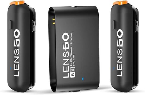 ميكروفون LENSGO اللاسلكي Lavalier بتردد 2.4 جيجا هرتز، ميكروفون ثنائي احترافي على شكل طية صدر السترة، تشغيل ميكروفون لاسلكي، ميكروفون على شكل طية صدر السترة لتسجيل الفيديو، مقابلة، مؤتمر، بودكاست، مدونة فيديو، YouTube TikTok in Kuwait
