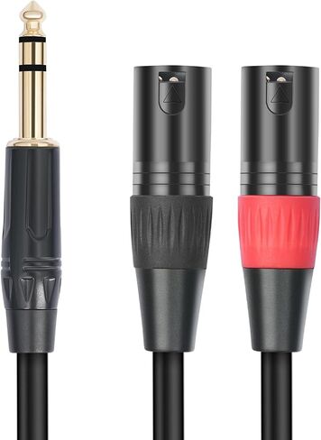 1/4 TRS to Dual XLR Male Y-Splitter Stereo Breakout Cable 1/4 inch(6.35mm) to 2 XLR Patch Cable 10FT in Kuwait