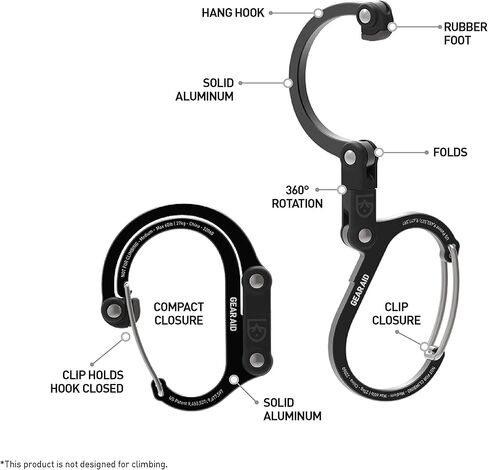 GEAR AID HEROCLIP Carabiner Gear Clip and Hook (متوسط) للتخييم وحقيبة الظهر وحقائب السفر وتنظيم المرآب in Kuwait