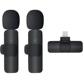 Professional Wireless Lavalier Microphone for iPhone ,iPad, Lapel Mics Plug-Play 2.4G Ultra-Low Delay Built-in Noise Reduction Chip 4H Working Time for Video Recording Interview Podcast Vlog YouTube