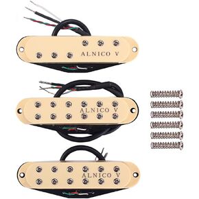 Alnicov Set of 3 Alnico V Single-Coil-Sized Humbuckers Neck/Middle/Bridge Pickups for Stratocaster Electric Guitar Replacement 12K(N)/14K(M)/16K(B)