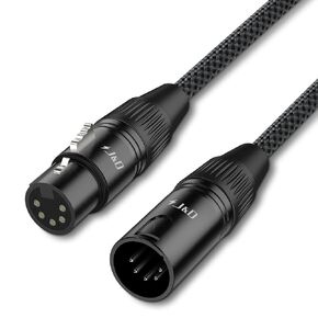 J&D 5 PIN XLR DMX Cable, DMX512 XLR 5 Pin Male to XLR 5 Pin Female DMX 512 Turnaround DMX Stage Light Cable, Blue, 5 feet
