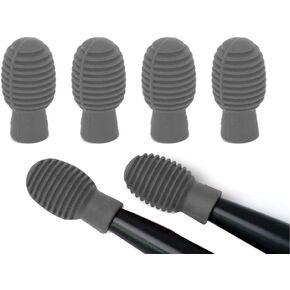 4 Pieces Drum Mute Drumstick Tips, Silicone Drumstick Silent Practice Tips, Rubber Drum Dampener Tips Replacement Musical Instruments Accessory, Grey