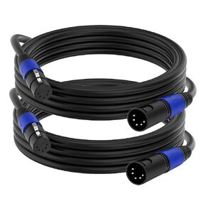 5 دبوس XLR كابل محول، (6.6 قدم/2PACK) DMX-512 XLR 5 دبوس ذكر إلى XLR 5 دبوس أنثى DMX كابل الإضاءة.