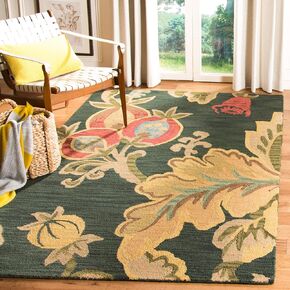 Safavieh Jardin Collection JAR324A Handmade Floral Premium Wool Area Rug, 4' x 6', Black/Multi