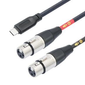Devinal Female XLR to USB C Recording Stereo Cable, Upgrade Dual XLR Female to USB Type C Microphone Input Cable Compatible with Sumsung Google Huawei Xiaomi Smartphone or MacBook, etc 3.3 FT