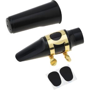 OriGlam Alto Sax Saxophone Mouthpiece, Professional Sax Saxophone Mouthpiece with Ligature and Cap, Metal Buckle Reed Saxophone Mouthpiece Kit for Alto Saxophone
