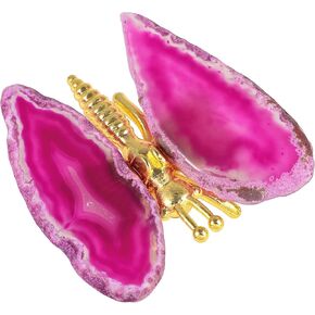 Amogeeli Crystal Agate Butterfly Figurine Home Decoration, Healing Geode Agate Stone Slice Butterfly for Wedding Party, Black