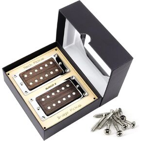 Rosewood Humbucker Pickup Ceramic Magnet Double Coil Neck and Bridge Pickups for Electric Guitar Replacement Parts(Black Screw)