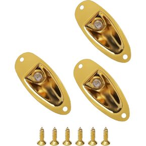 3PCS Gold Boat Style 1/4"(6.35mm) Loaded Guitar Pickup Output Input Jack Plug Socket for Fender Strat Electric Guitar