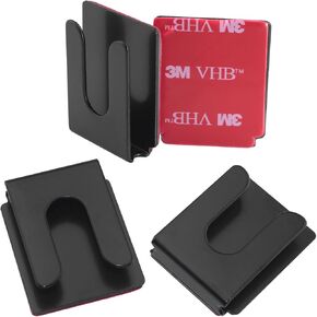 3PCS Car Radio Walkie Talkie Universal Holder with Adhesive Back Handheld Mobile Radio Mic Clip Hook Holder Metal Storage Pendant 1.42x1.18x0.39in For Car Home Office Black