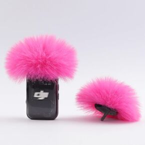 LEFXMOPHY OSMO POCKET 3 Windscreen for DJI MIC 2 (2024) / DJI2 Wireless Microphone Hot Pink Furry Wind Muff Deadcat Foam (Not for Dji Mic 1 2023), 2-Pack