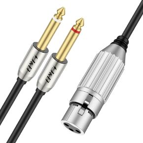 J&D Dual 1/4 to XLR, XLR Female to Dual 6.35mm TS Mono Plug Stereo Cables, Female to Dual 1/4" TS Mono Y Splitter Microphone Cable with 6.5 ft Length for Superior Audio Connectivity