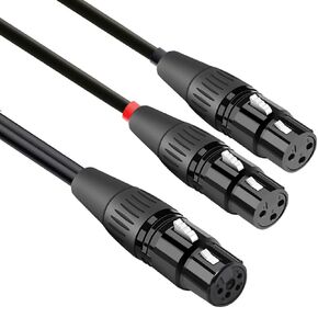 gotor 4 pin XLR to Dual 3 pin XLR Female Cable 4 pin XLR Female to Dual XLR Female 4 pin XLR to 3 pin XLR Adapter (Dual XLR Female)