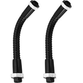 PATIKIL 7.9" Universal Gooseneck Hose, 2Pcs M10/M8 Fine Thread 8mm Metal Bendable Flexible Arm Gooseneck Tube Extension for Multifunction DIY, Silver Tone