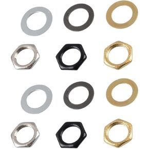6 Pairs US Guitar Pots Nuts and Washers Metric Thread 3/8" Electric Bass Input Output Jack Socket Replacement Parts Potentiometer Hex Nut for USA American CTS Switchcraft Jacks