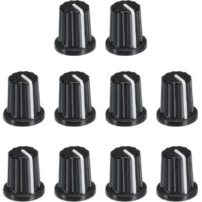 MECCANIXITY Potentiometer Control Knob ABS Guitar Knob for Electric Guitar Power Amplifiers Stereos,Bass 6mm D Type Shaft 180 Degrees Black 10PCS