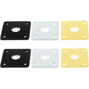 ECSiNG 6PCS Curved Jack Plate Plastic Square Jackplates Compatible with USA Les Paul Compatible with Epiphone Les Paul Guitar 2 Cream & 2 Black & 2 White