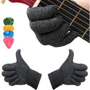 Guitar Fingertip Protector - Super Soft Guitar Glove and Picks Ideal for Professional and Beginner Musicians Continuing Guitar Practice for Cuts, Blisters, Sore Fingertips, Gray, Size M
