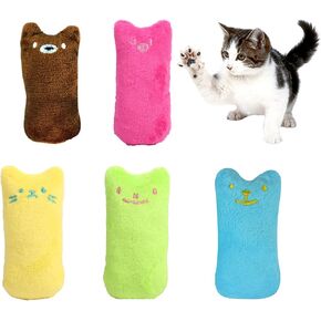 WishLotus Cat Catnip Toys, 4pcs Plush Interactive Cat Toys Cartoon Catnip Chew Toys Cute Cat Entertaining Toys for Pet Kitten Cat Playing Grinding Claw Teeth Cleaning Cats Toy for Indoor Cat (4pcs)