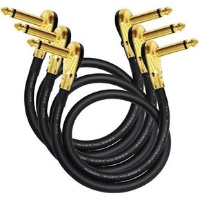 WORLDS BEST CABLES 3 Units - 30 Inch - Pedal, Effects, Patch, instrument cable CUSTOM MADE made using Mogami 2524 wire and Eminence Gold Plated ¼ inch (6.35mm) R/A Pancake type Connectors