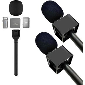 Stand Mic Holder Flag for DJI Mic 1/2 / Rode Wireless GO II Handle Wireless Interview Lavalier Microphone Adapter Handheld Mount for Hollyland Lark M1 /C1 / 150 / Synco 2 Pack