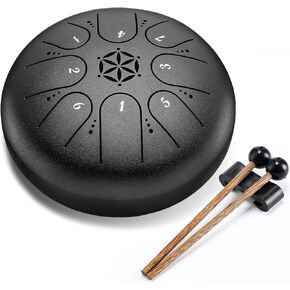 Steel Tongue Drum 6 Inch 8 Notes, Hand Drums with Bag Mallets Music Book, Sound Healing Instruments for Musical Education Entertainment Meditation Yoga Chakra (Green)
