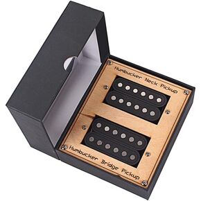 High Output Humbucker Pickup Set Alnico 5 Dual Coil Neck Bridge Pickups with Larger Pole Pieces for Electric Guitar 14.2K/17.1K, Black