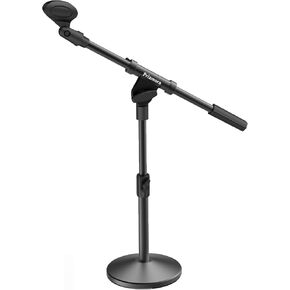 Desktop Mic Stand Adjustable Microphone Stand Boom Kick Drum Mic Holder Sturdy Heavy Base Cable Management Solid Podium Stand for Blue Yeti Bass Drum Church Guitar Amps