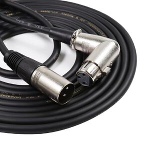 Pack of 1 XLR Male to Right Angle Female Cable 12 Feet - 1pc 12ft. 3 Pin Balanced XLR Microphone Audio Patch Wire for Amplifier, Mixer, Studio, Podcast Recording
