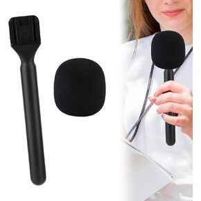 Microphone Holder, Wireless Interview Microphone Adapter Mic Stand Handheld Mount with Mic Cover Windscreen for DJI/Rode/Hollyland Lark/Movo
