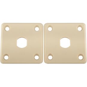 Musiclily Pro Plastic Input Jack Plate Square Output Socket Jackplates for Epiphone LP Style Electric Guitar, Cream (Set of 2)