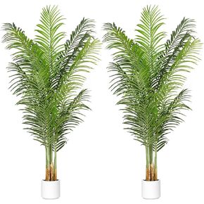 Artificial Palm Tree 6Ft Faux Silk Green Realistic Decorative Tall Fake Potted Plants Artificial for Bedroom Living room Office Home Decor Indoor Outdoor in Kuwait