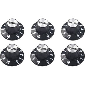 6Pcs Yootones Guitar Witch Hat Knobs Top Hat Knobs Compatible with SG Epiphone Les Paul Guitar (Black)