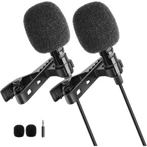 2 Pack Lavalier Lapel Microphone,Omnidirectional Lapel Mic with Clip-on Perfect for iPhone Android Smartphone PC&DSLR, Recording Mic for YouTube,Interview,Video Conference,Podcast