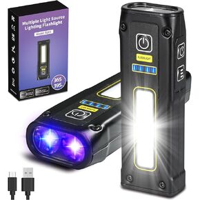DARKBEAM UV Flashlight 395nm Blacklight, LED EDC Flashlights high Lumens USB C Rechargeable Woods Lamp, Mini Magnetic COB Red Light - Emergency Power - Urine, Scorpion Detector, Curing Resin