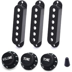 SAPHUE Guitar ST Pickup Open Cover 52/52/52 2T1V Knob Switch Knob Covers 3 Single Coil Pickup Cover Electric Guitar (Green)