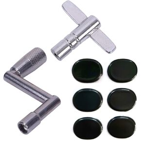 2 Pieces Drum Keys Three Different Style Speed Drum Key Universal Drum Tuning Key Standard Key and 6 Pieces Drum Dampeners Drum Damper Gel Pads Drum Mute Silicone Drum Silencers, Silver and Black