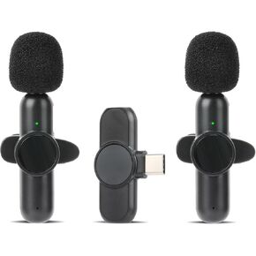 2 Pack Wireless Lavalier Microphones for iPhone, Android.Mini Microphone for Recording Live Videos, Tiktok, YouTube and Facebook (USB Type-C（iPhone15）)