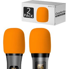 Geekria for Creators Foam Windscreen for 1.6'' Diameter Microphones, Antipop Foam Cover, Mic Wind Cover, Sponge Foam Filter Compatible with Bietrun WXM09, WXM21 (Orange / 2 Pack)