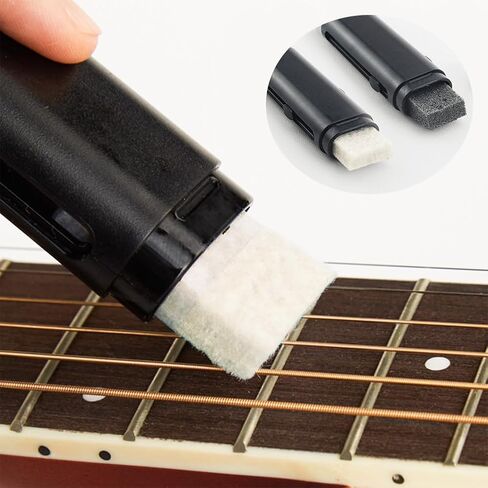 Dual Head Guitar Strings Cleaner Eraser - Rust Remover with Lubricant in Brush String and Fret Care, Guitar Fret Polish Tools, Derusting Brush Pen for Eletric Guitar Bass Ukulele Violin in Saudi Arabia