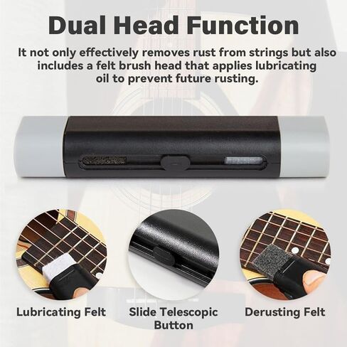 Dual Head Guitar Strings Cleaner Eraser - Rust Remover with Lubricant in Brush String and Fret Care, Guitar Fret Polish Tools, Derusting Brush Pen for Eletric Guitar Bass Ukulele Violin in Saudi Arabia
