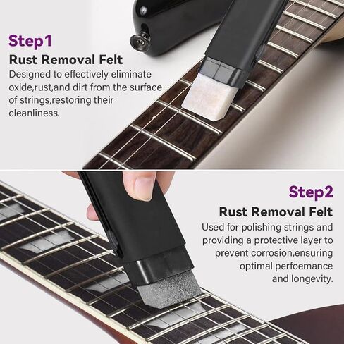 Dual Head Guitar Strings Cleaner Eraser - Rust Remover with Lubricant in Brush String and Fret Care, Guitar Fret Polish Tools, Derusting Brush Pen for Eletric Guitar Bass Ukulele Violin in Saudi Arabia