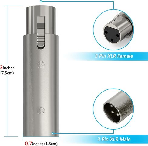 محول كابل ميكروفون Geekria for Creators XLR ذكر إلى XLR أنثى، متوافق مع Shure SM58، SM57، SM7B، MV7، PGA48، Behringer xm8500 Mic Cord Plug (فضي، عبوتان) in Saudi Arabia