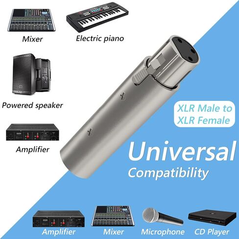 محول كابل ميكروفون Geekria for Creators XLR ذكر إلى XLR أنثى، متوافق مع Shure SM58، SM57، SM7B، MV7، PGA48، Behringer xm8500 Mic Cord Plug (فضي، عبوتان) in Saudi Arabia