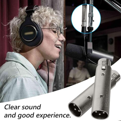 محول كابل ميكروفون Geekria for Creators XLR ذكر إلى XLR أنثى، متوافق مع Shure SM58، SM57، SM7B، MV7، PGA48، Behringer xm8500 Mic Cord Plug (فضي، عبوتان) in Saudi Arabia