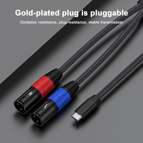 كابل صوت USB C إلى Dual XLR Male (6.6FT / 1 Pack)، كابل مضخم طاقة ستيريو، مكبر صوت نشط للاتصال عبر USB c للهاتف المحمول، كابل صوت مضخم الطاقة in Kuwait