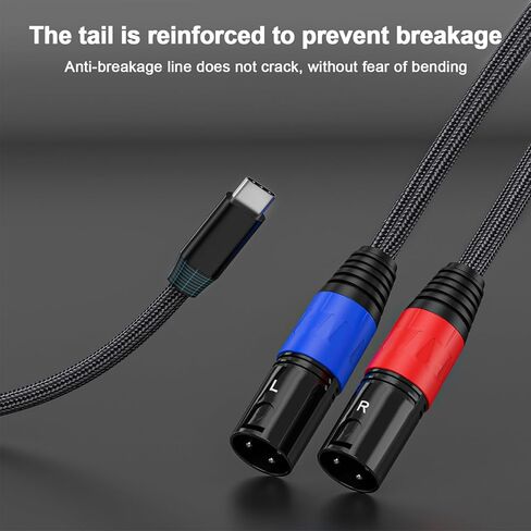 كابل صوت USB C إلى Dual XLR Male (6.6FT / 1 Pack)، كابل مضخم طاقة ستيريو، مكبر صوت نشط للاتصال عبر USB c للهاتف المحمول، كابل صوت مضخم الطاقة in Kuwait