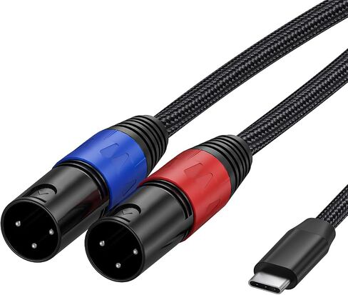كابل صوت USB C إلى Dual XLR Male (6.6FT / 1 Pack)، كابل مضخم طاقة ستيريو، مكبر صوت نشط للاتصال عبر USB c للهاتف المحمول، كابل صوت مضخم الطاقة in Kuwait